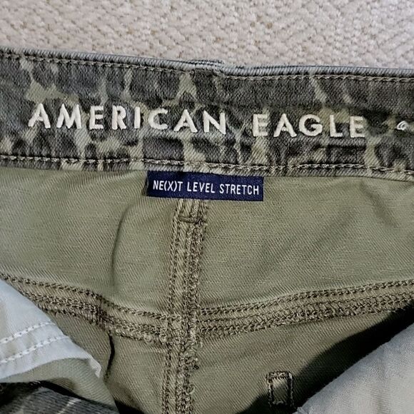 American Eagle Green Camo/Cheetah Next Level Stretch Hi-Rise Mini Jean Skirt-2 - Picture 4 of 12